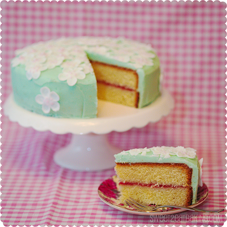 Spring blossom sponge cake