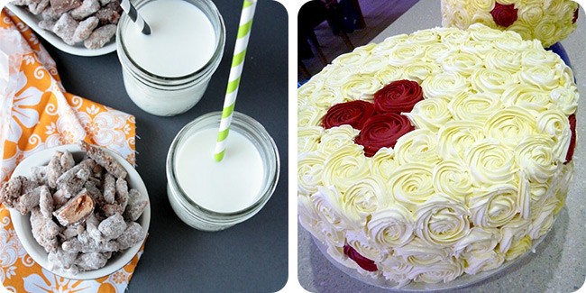 Butterfinger Muddy Buddies | Red Velvet Rose Cake