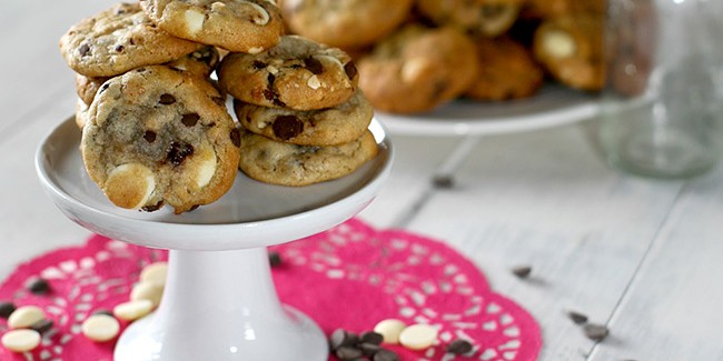 Strawberry, Roasted Hazelnut, Dark and White Chocolate Chip Cookies