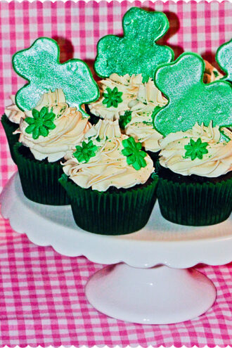 Baileys Irish Cream Shamrock Cupcakes