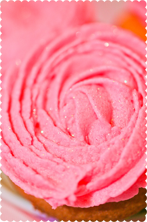 Mother's Day Pink Rose Cupcake Bouquet buttercream frosting close-up