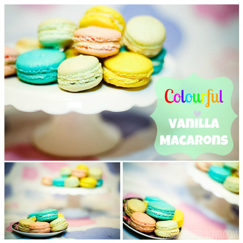Colourful Vanilla Macarons by Sweet2EatBaking.com