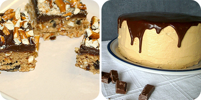 Sweet and Salty Peanut Butter Pretzel Candy & Cookie Dough Cake