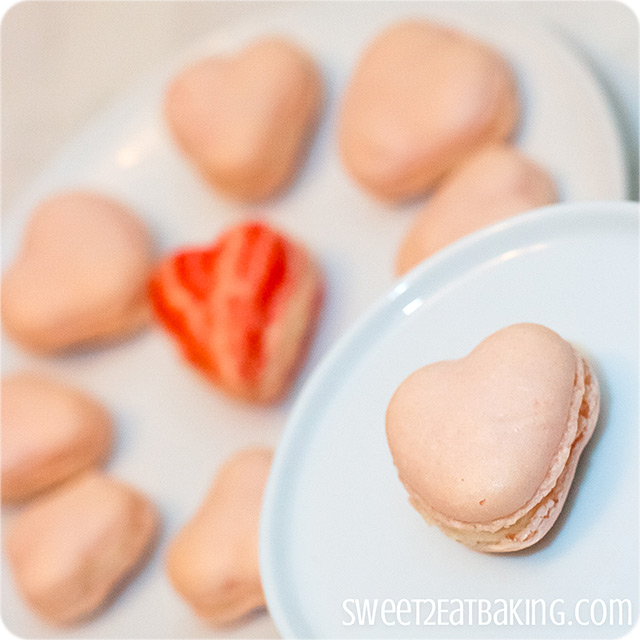 Italian Meringue Valentine's Heart Macarons by Sweet2EatBaking.com