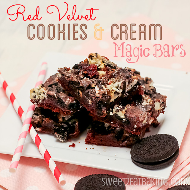 Red Velvet Cookies and Cream Magic Bars