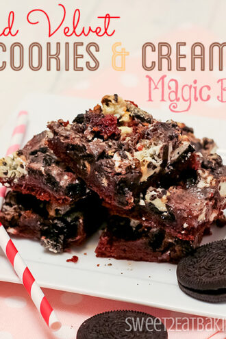 Red Velvet Cookies and Cream Magic Bars