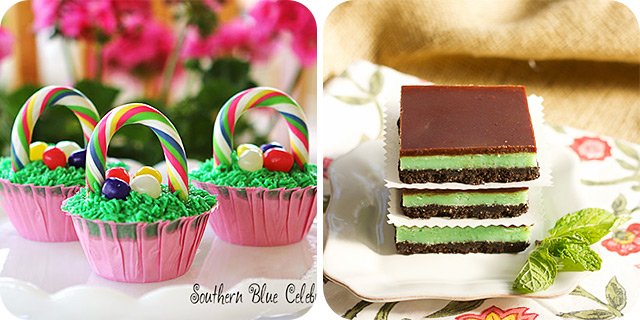 Easter Basket Cupcakes | Grasshopper Cheesecake Bars