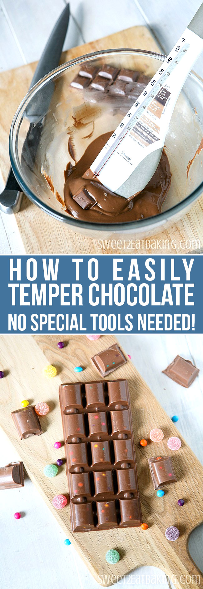 How to Temper Chocolate by Sweet2EatBaking.com | Learn how to temper chocolate quickly and easily with no special tools and equipment
