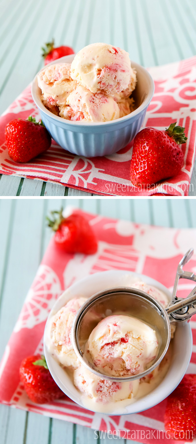 Strawberry Clotted Cream Ice Cream | Sweet2EatBaking.com | #icecream #recipe #summer