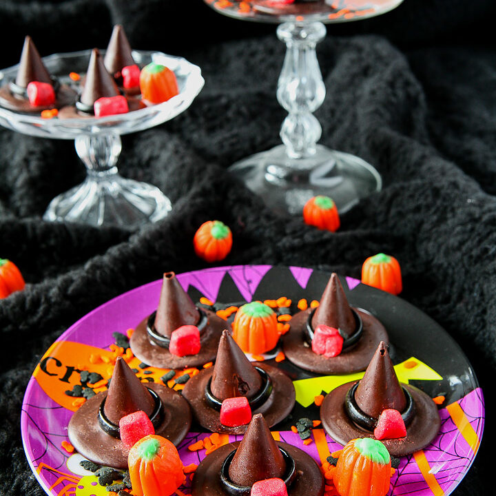 Chocolate Honeycomb Halloween Witches' Hats by Sweet2EatBaking.com