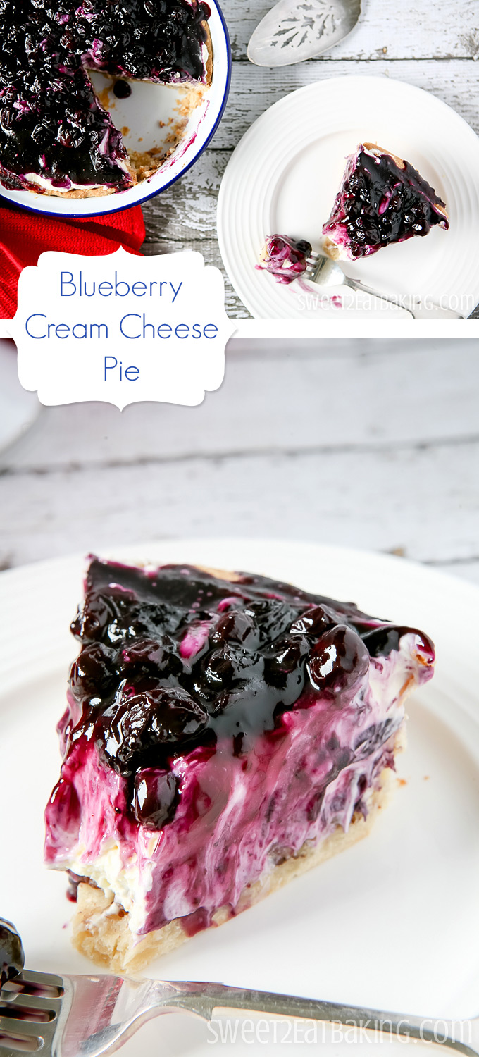 Blueberry Cream Cheese Pie Recipe by Sweet2EatBaking.com