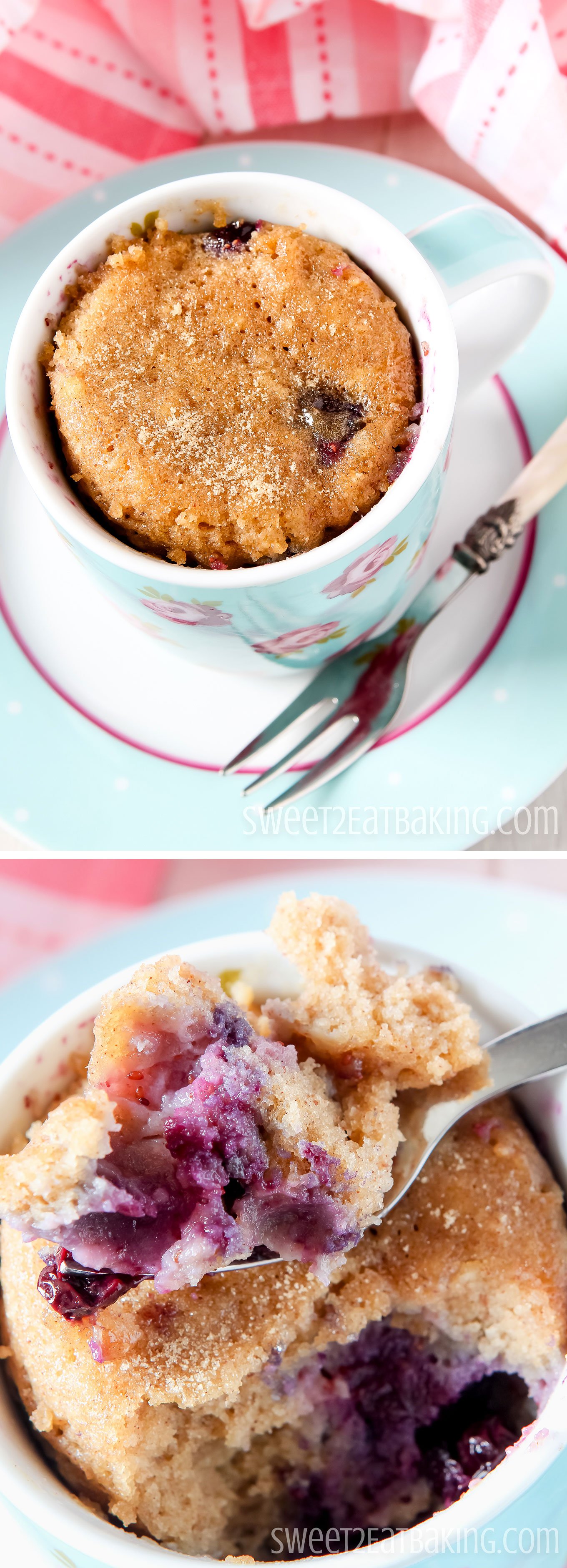 Delicious Blueberry Mug Muffin Recipe by Sweet2EatBaking.com