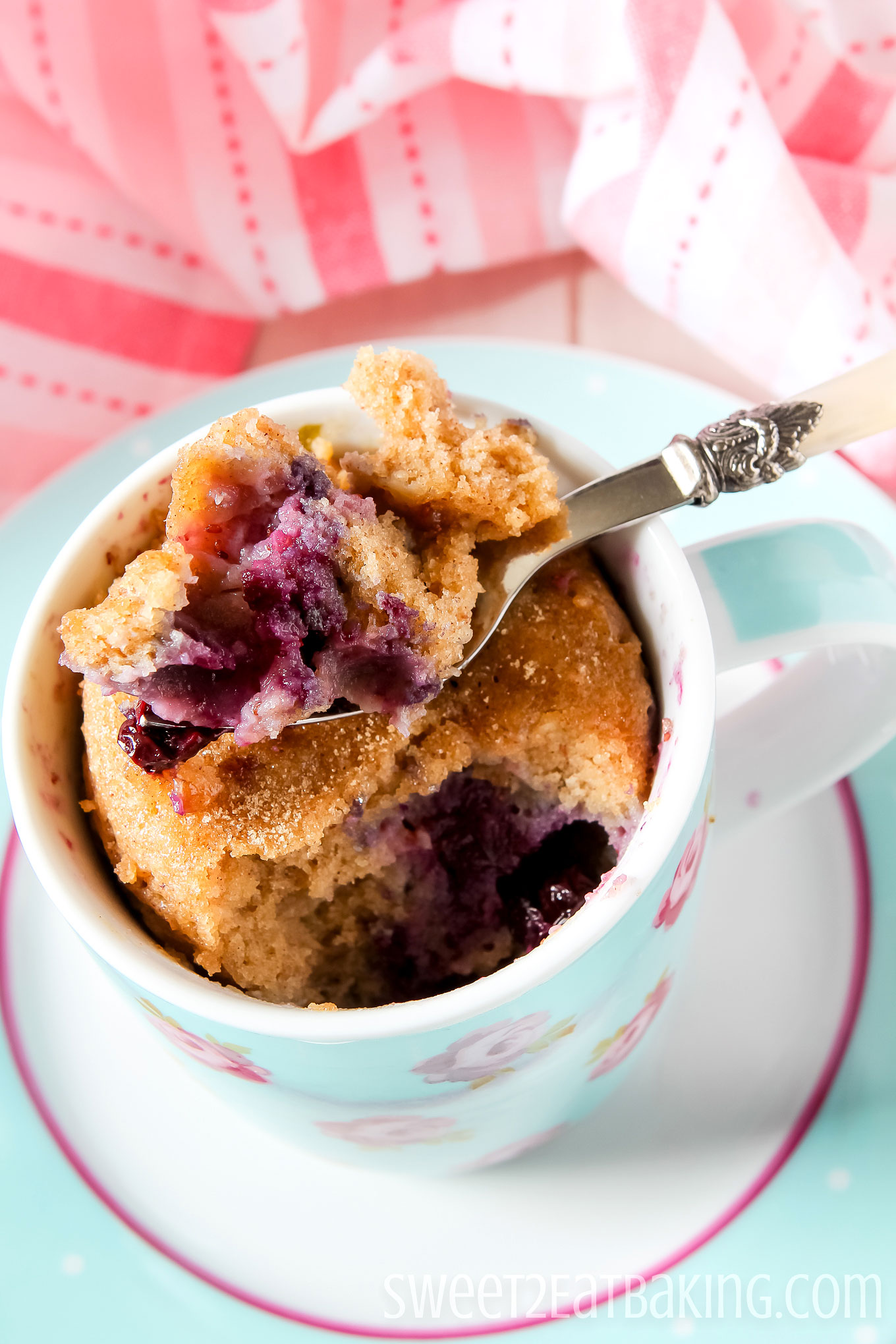 Quick & Easy Blueberry Mug Muffin by Sweet2EatBaking.com