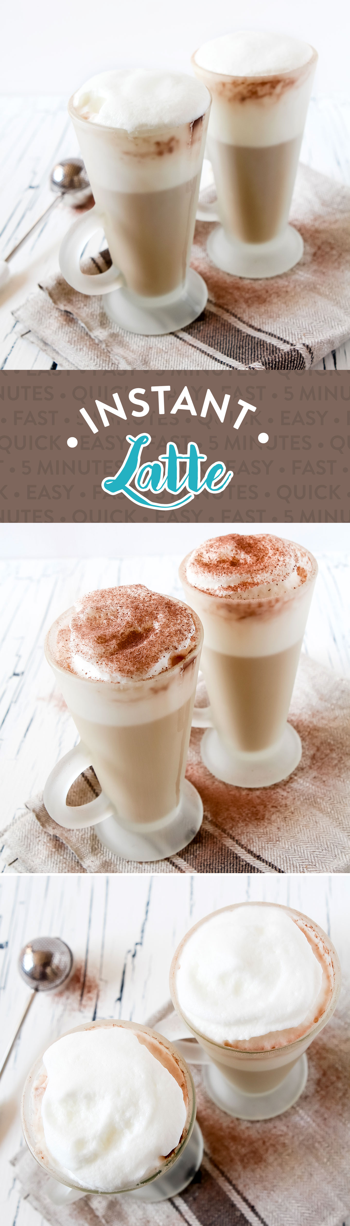 Coffee Shop Style Homemade Instant Latte Recipe by Sweet2EatBaking.com | No need to nip to the shop for your latte fix! This instant latte is made in minutes with 2-3 ingredients, has a delicious flavour and foamed milk!