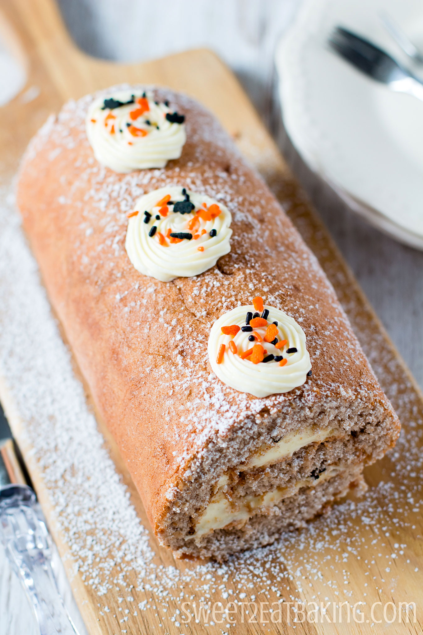 Halloween Fall Spice Roulade Recipe by Sweet2EatBaking.com