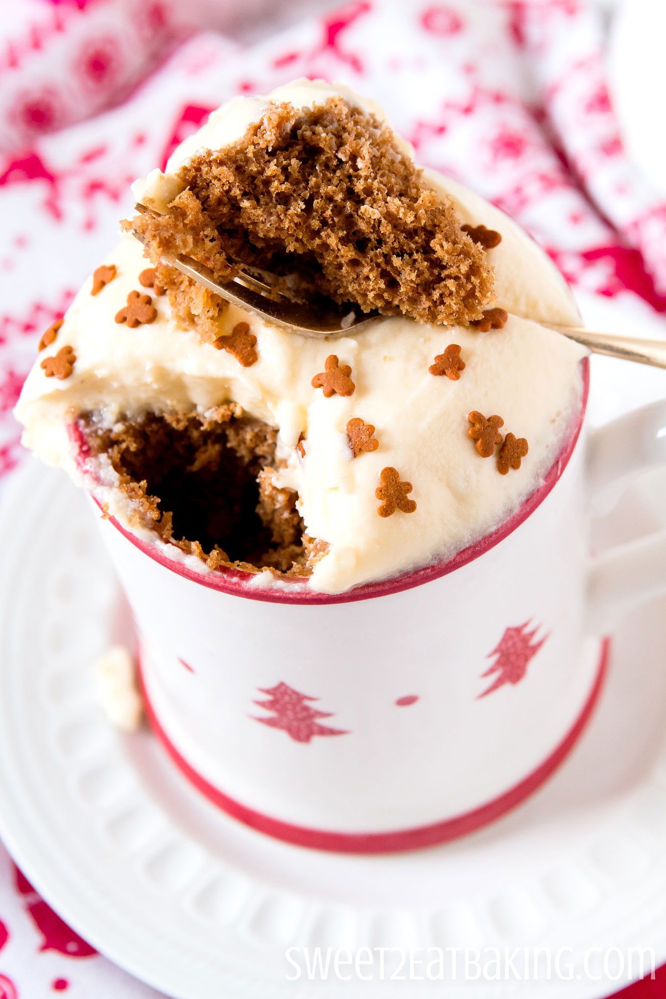 Christmas Gingerbread Mug Cake Recipe by Sweet2EatBaking.com