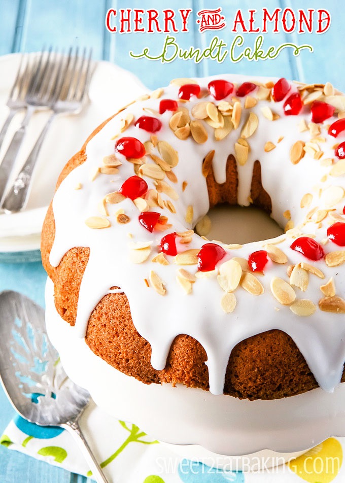 Cherry and Almond Bundt Cake Recipe by Sweet2EatBaking.com