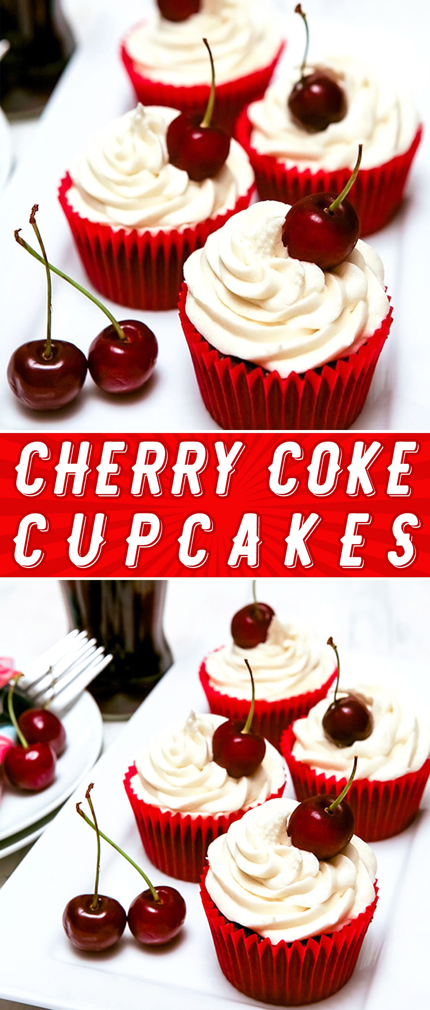 Cherry Coke Cupcakes Recipe by Sweet2EatBaking.com | These Cherry Coke cupcakes have cherry coke in the batter, making for a super moist flavourful cupcake. You can really taste the Cherry Coke flavour in these cupcakes.