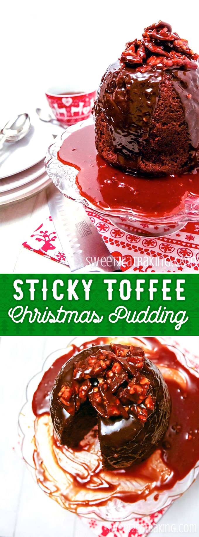 Sticky Toffee Christmas Pudding Recipe by Sweet2EatBaking.com | 