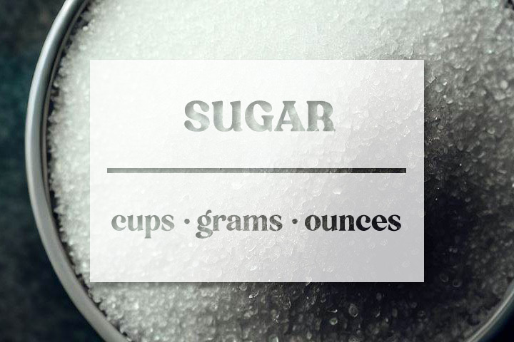 Sugar - Cups Grams Ounces Tablespoons